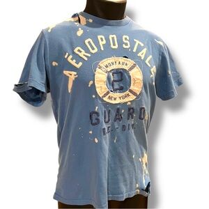 Upcycled Reworked Aeropostale Shirt Men's Med New York Blue Guard Applique Tee